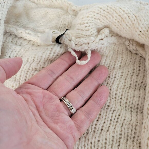 Anthropologie Akemi + Kin Fringe Boho Cardigan Crochet Open Front Cozy Oversized - Picture 4 of 14